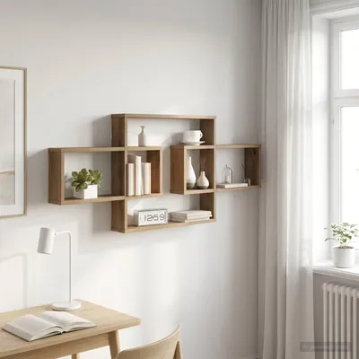 Obrázok produktu pre Maison Exclusive – Nástenná polica z masívneho dubového dreva, rozmer 130 x 10 x 50 cm