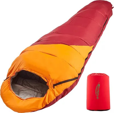 Produktbild von anaterra® Schlafsack MySunny - 3 Jahreszeiten, 220 x 80 cm, Wasserdicht, Reißfest, Warm, Leicht, mit Reißverschluss, Rot - Deckenschlafsack, Outdoor