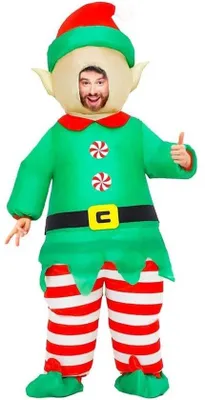 Productafbeelding van Grappig Opblaasbaar Kerst Kostuum voor Volwassenen - Elf, Sneeuwpop of Gemberbroodman Opties