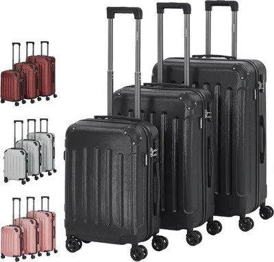 Produktbild von Famanu Reisekoffer Set 3-teilig - ABS Hartschalen Trolley mit Teleskopgriff und 360° Rädern