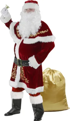 Produktbild von Ahititi Weihnachtsmann Kostüm für Männer 12 Stk Set Weihnachtsfeier Cosplay für Erwachsene Roter Deluxe Samt Weihnachtsmann-Anzug M