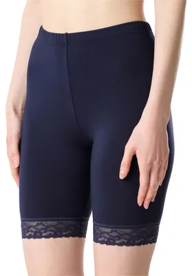 Image de Bellivalini Leggings courts pour femmes avec dentelle BLV50-217 (bleu foncé, M)
