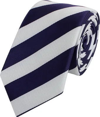 Produktbild von Fabio Farini - 1 Stück gestreifte Herren Krawatte - Tie mit Streifen in 6cm oder 8cm Breite Schmal (6cm), Weiß/Dunkelviolett