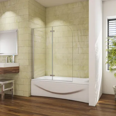 Produktbild von AICA 90cmx140cm Badewannenaufsatz 6mm NANO ESG-glas 2-teilig Faltwand Badewanne Badewannenfaltwand Duschabtrennung Duschwand