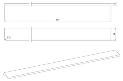 Productafbeelding van Sapho ABELINE wastafelblad, model Rockstone, 1000mm, mat wit