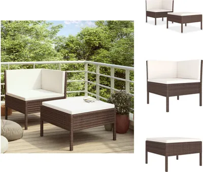 Image de vidaXL Ensemble de salon de jardin 2 pièces avec coussins Poly rotin brun - Ensemble de meubles de jardin