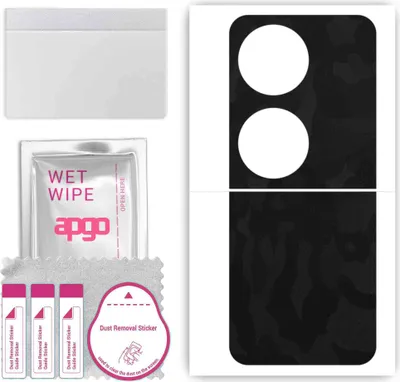 Produktbild von apgo Rückseite Schutzfolie, Skin, kompatibel mit Huawei Pocket 2, Hinten Displayschutzfolie aus Vinylfolie, kratzfest, einfache Montage - Schwarzes Tarnmuster