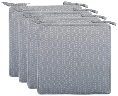 Obrázek produktu pro Sada 4 polštářů 40x40x4 cm – Vodoodpudivá a odolná proti nečistotám, s plástvovou strukturou – Vhodné pro použití v interiéru i exteriéru – Světlě šedá barva