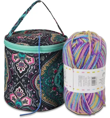 Productafbeelding van Mini-garenopbergtas voor kinderen en beginners, geschikt voor het opbergen van brei- en haakaccessoires, diameter 14 cm, hoogte 14,5 cm