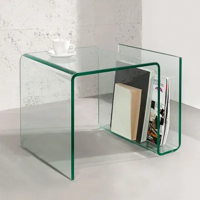 Produktbild von cagü: Design Glas-Beistelltisch Beistelltisch [MAYFAIR]  transparent 50cm x 40cm