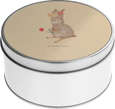 Produktbild von Mr. & Mrs. Panda Dose Alpaka Blume - Kaktus Grün - Geschenk, Lama, Vorratsdosen, Keksdose, Teedose, Spruch, Lamas, keksdosen, Blechdose