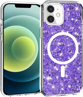 Immagine prodotto di Custodia Techsuit Glitterly Back Cover con MagSafe per Apple iPhone 12 / iPhone 12 Pro - Viola