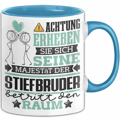 Produktbild von Stiefbruder Geschenk Tasse Lustiger Spruch Erheben Sie Sich Der Stiefbruder Betritt den Raum (Blau)