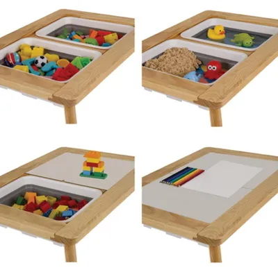 Image de Table d'activités sensorielle avec chaise pour enfants, en bois