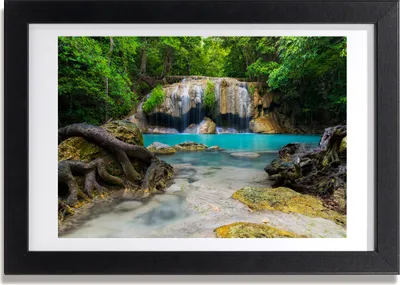 Produktbild von Bild 30x20 MDF-Rahmen, Wandkunst Wasserfall im Wald