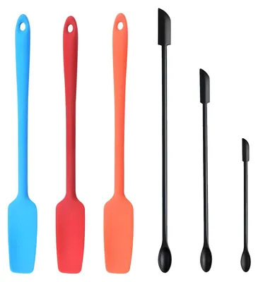 Produktbild von 6-teiliges Set kleiner, hitzebeständiger, schmaler Silikon-Teigschaber