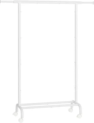 Produktbild von Famanu Kleiderständer verstellbar mit Rollen 156x40x120 cm weiß