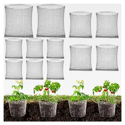 Produktbild von 12 Stück Pflanzkorb Wühlmausschutz aus Edelstahl, Metallnetzbeutel für Wurzelschutz von Bäumen, Blumen und Gemüse