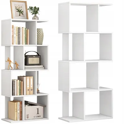 Obrázek produktu pro Otevřený Regál Stojící Bílý Police Skříňka Knihovna Moderní Loft 140 Cm