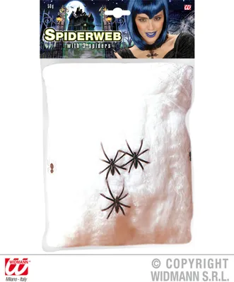 Produktbild von Weisses Spinnennetzt 50 g mit 3 Spinnen - Halloween Deko Spinnweben