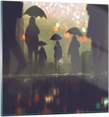 Produktbild von Bilder auf glas - Straße Regen Wasser - 70x70cm - Glasbilder - Wandbilder - Kunstdruck - zum Aufhängen bereit - Wanddekoration aus Glas - Glas Bilder - Wandbild auf Glas - Einteilig - GAC70x70-3885