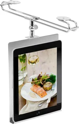 Produktbild von Famanu Tablet-Halter aus Edelstahl für Bücher und Rezepte - 24 x 2 x 18,5 cm - Silber