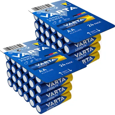 Produktbild von Varta AA/Mignon Alkaline Batterien 2x 24er-Pack - Longlife Power für Fernbedienungen, Lampen & Spielzeug - 1.5V Spannung - 10 Jahre lagerfähig