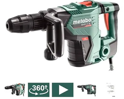Obrázok produktu pre Metabo MHEV 5 BL, SDS Max, Čierna, Zelená, Strieborná, 8,7 J, 2900 bpm, 9,6 m/s², 1,5 m/s²