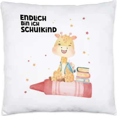 Produktbild von Endlich bin ich Schulkind Kissen Inkl. Füllung Schulanfang Neffe Nichte Patenkind