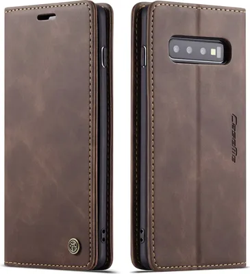 Image de Galaxy S10 Plus Case, RetroPolyuréthaneLeather Case, Card Pockets, Magnetic Closure, Case with Stand Function for Samsung Galaxy S10 Plus Coffee
