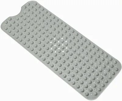Productafbeelding van Antislip badmat met zuignappen - 101,6 x 40,6 cm - PVC - Voor bad en douche - Grijs