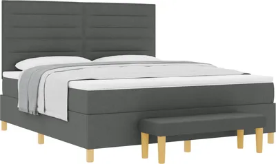 Immagine prodotto di Letto a molle con testiera Grigio scuro 200 x 180 cm Tessuto