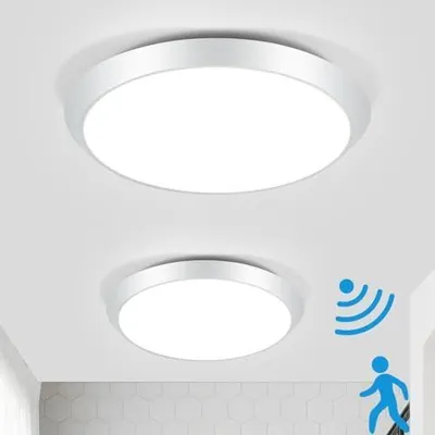 Produktbild von ZMH 2ER LED Deckenleuchte mit Bewegungsmelder Deckenlampe Weiß 15W Neutralweiß Flurlampe IP44 15W 30cm für Garage Werkstatt Küchen Hotel