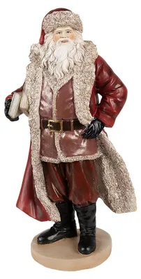 Zdjęcie produktu dla Figurka Clayre & Eef Father Christmas 33 cm czerwona polyresin