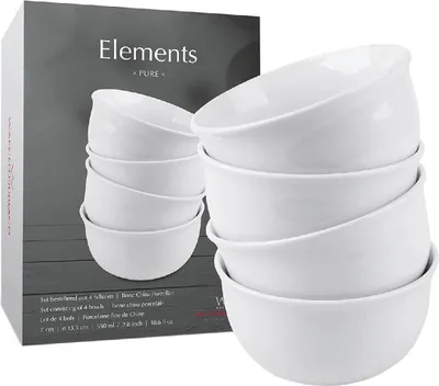 Image de Waechtersbach Set de 4 bols à céréales dans une boîte cadeau Elements - Pure, Set de bols, New Bone China, blanc, 13 cm, 41 5 972 7000