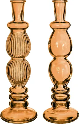 Produktbild von Glasvase Bunt 'Florence' 2er Set - Wählbar in verschiedenen Farben und Größen, Farbe:Orange, Größe:h.28 Ø9
