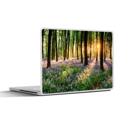 Produktbild von MuchoWow® Laptop Aufkleber Sticker Cover Wald - Blumen - Lavendel - Sonne - Lila - Natur 40x30 cm - Laptop Dekoration - Selbstklebend