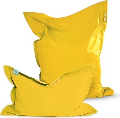 Produktbild von Green Bean® 2er Set SQUARE XXL Sitzsack + BeBi Sitzsack - mit EPS Perlen Füllung & waschbarem, abnehmbarem Bezug für Kinder & Erwachsene - Gelb