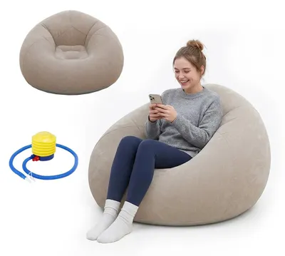 Aufblasbarer Sitzsack, Air Sofa, 103x60 cm, superweich, Kaki