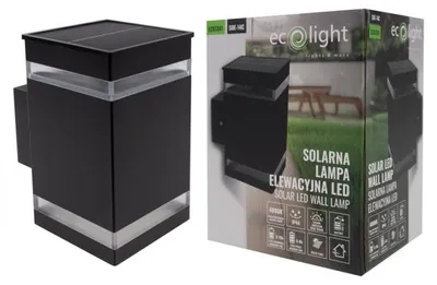 Produktbild von Solare LED-Wandleuchte für den Außenbereich, schwarze Fassadenleuchte, 1,2W, 15lm