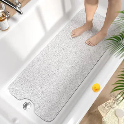 Produktbild von Badewannenmatte rutschfest 100x40cm, extra lang, weicher PVC-Luffa, schnelltrocknend, ohne Saugnapf, Weiß