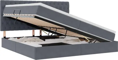 Immagine prodotto di vidaXL Letto contenitore con materasso grigio scuro 200 x 200 cm in velluto