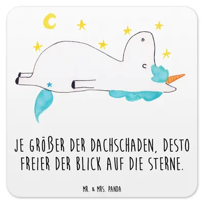 Produktbild von Mr. & Mrs. Panda Untersetzer für Gläser Einhorn Sternenhimmel 15er Set - Weiß - Geschenk, Einhörner, Flaschenuntersetzer, Tassenuntersetzer, Unicorn, Sterne, Coaster