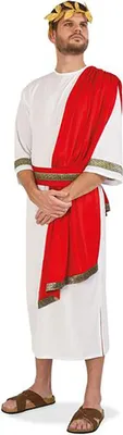 Herren Kostüm Römer Tiberius Gr. L-XXL Antike Tunika rot-weiß Fasching Karneval Mottoparty