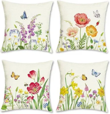 Produktbild von Famanu Kissenbezüge Set mit Blumenmuster - 45 x 45 cm