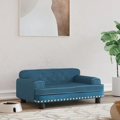 Image de The Living Store Lit pour chien Bleu 70x45x30 cm Velours
