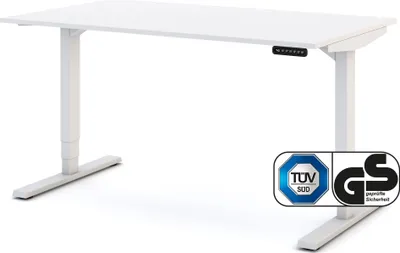 Produktbild von ASSMANN Elektrisch höhenverstellbarer Schreibtisch Y-Line Weiß, 140x80cm, Memoryfunktion, Kollisionsschutz, 2-fach-Motorik