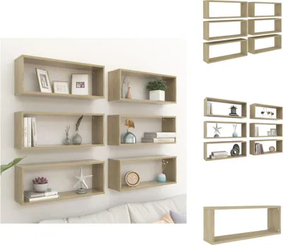 Image de vidaXL Étagères cubes 6 pièces chêne Sonoma 60x15x23 cm Bois composite - Étagères murales