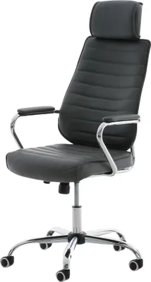 Obrázek produktu pro Ergonomická kancelářská židle - Kancelářská židle - Nastavitelná výška sedáku, koženka | Barva: šedá