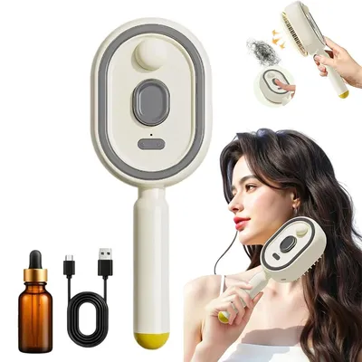 Produktbild von Elektrische Haarbürste Spray Dampf, Haar Glätte Bürste mit Massage, Anti Frizz, antistatisch, wiederaufladbar